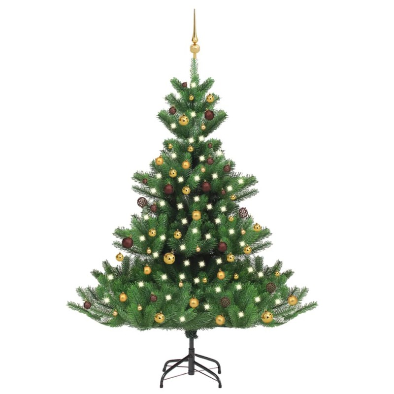 Árvore Natal artif. c/ LEDs/bolas 180 cm abeto caucasiano verde-Árvores de Natal-Home Retail