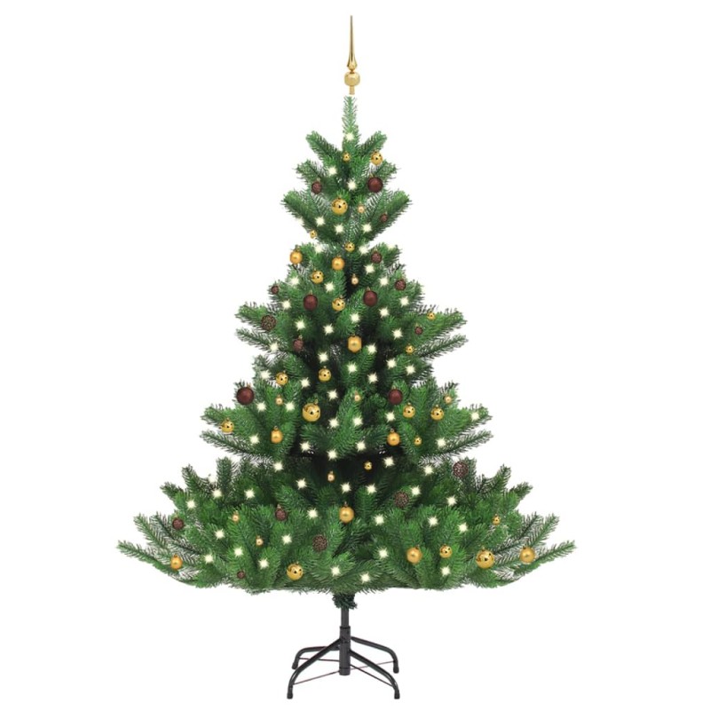 Árvore Natal artif. c/ LEDs/bolas 240 cm abeto caucasiano verde-Árvores de Natal-Home Retail