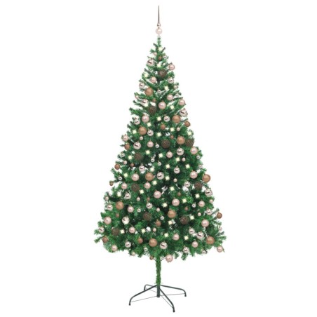 Árvore de Natal artificial pré-iluminada c/ bolas 910 ramos