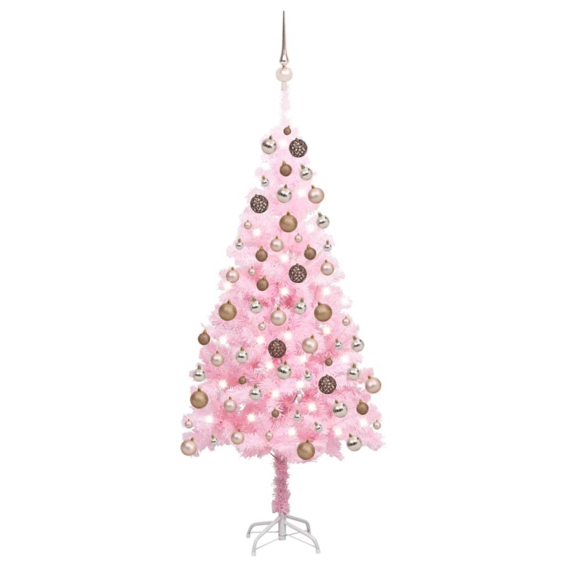 Árvore Natal artificial pré-iluminada c/ bolas PVC rosa-Árvores de Natal-Home Retail