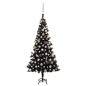 Árvore Natal artificial pré-iluminada c/ bolas PVC preto