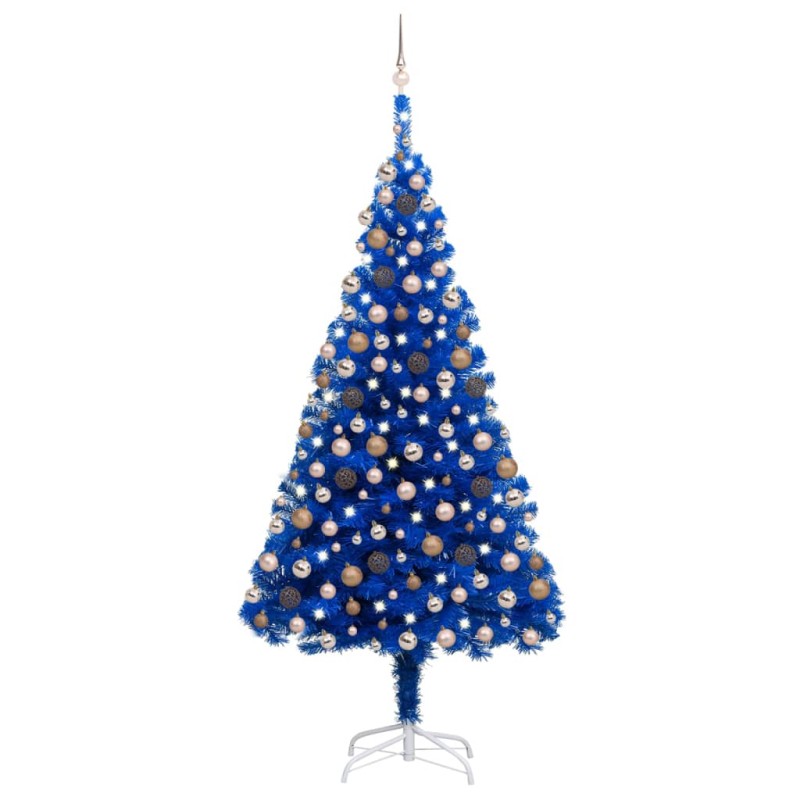 Árvore Natal artificial pré-iluminada c/ bolas 240cm PVC azul-Árvores de Natal-Home Retail