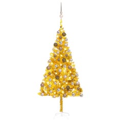 Árvore Natal artificial pré-iluminada c/bolas 180cm PET dourado