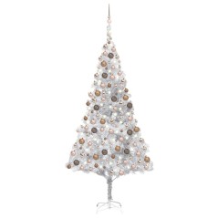 Árvore Natal artificial pré-iluminada c/bola 210cm PET prateado