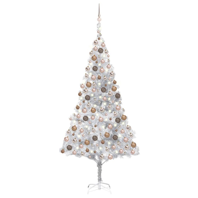 Árvore Natal artificial pré-iluminada c/bola 210cm PET prateado-Árvores de Natal-Home Retail