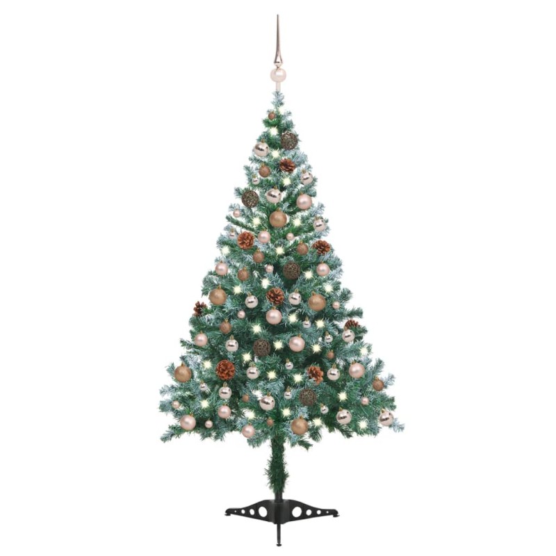 Árvore de Natal pré-iluminada geada c/ bolas e pinhas 150 cm-Árvores de Natal-Home Retail