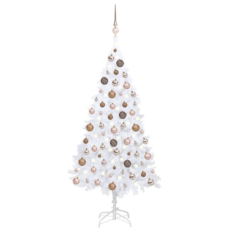 Árvore Natal artificial pré-iluminada c/ bolas 150cm PVC branco-Árvores de Natal-Home Retail