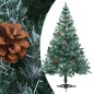 Árvore de Natal pré-iluminada geada c/ bolas e pinhas 150 cm