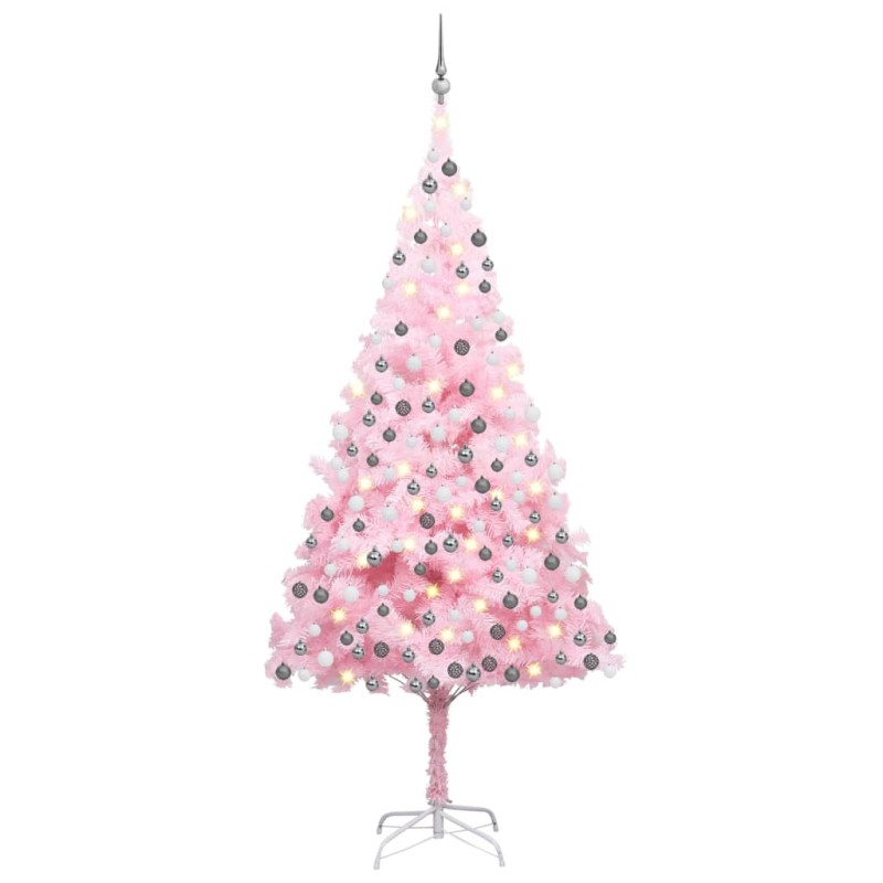 Árvore Natal artificial pré-iluminada c/ bolas PVC rosa-Árvores de Natal-Home Retail