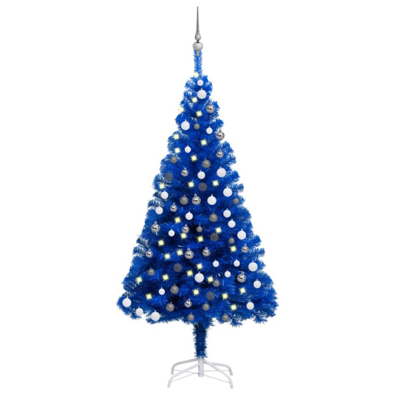 Árvore Natal artificial pré-iluminada c/ bolas 120cm PVC azul-Árvores de Natal-Home Retail