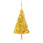 Árvore Natal artificial pré-iluminada c/bolas 180cm PET dourado