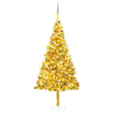 Árvore Natal artificial pré-iluminada c/bolas 240cm PET dourado