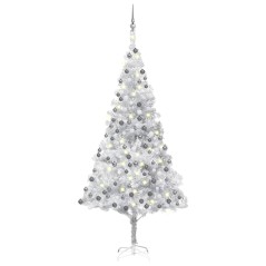 Árvore Natal artificial pré-iluminada c/bola 240cm PET prateado