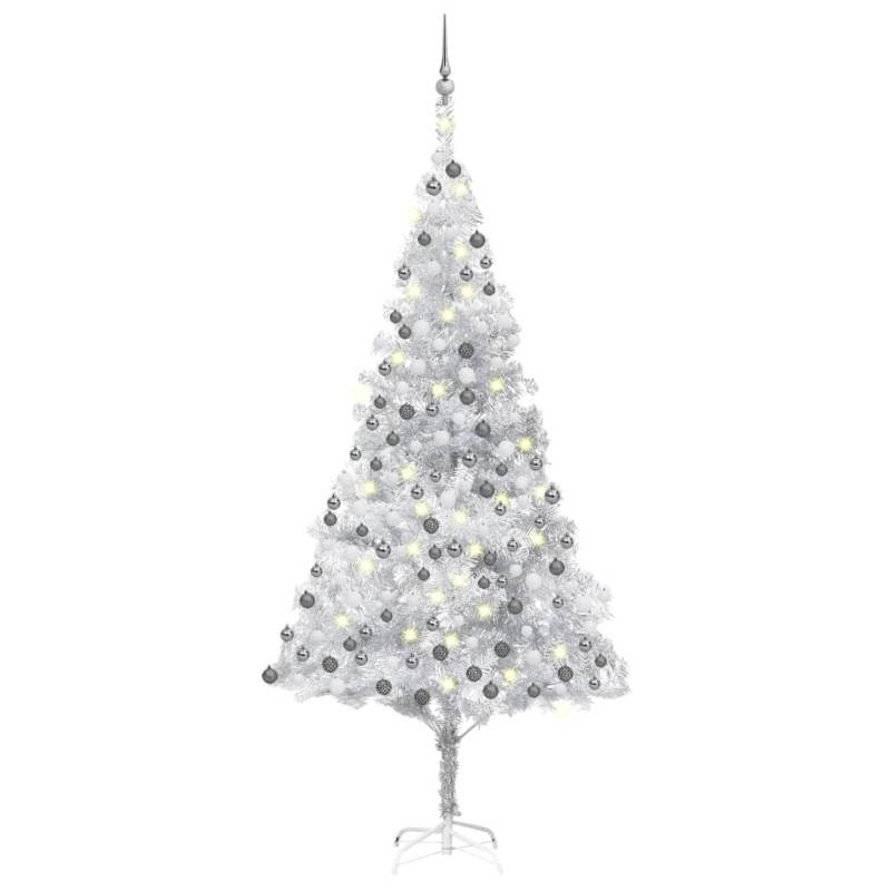 Árvore Natal artificial pré-iluminada c/bola 240cm PET prateado-Árvores de Natal-Home Retail