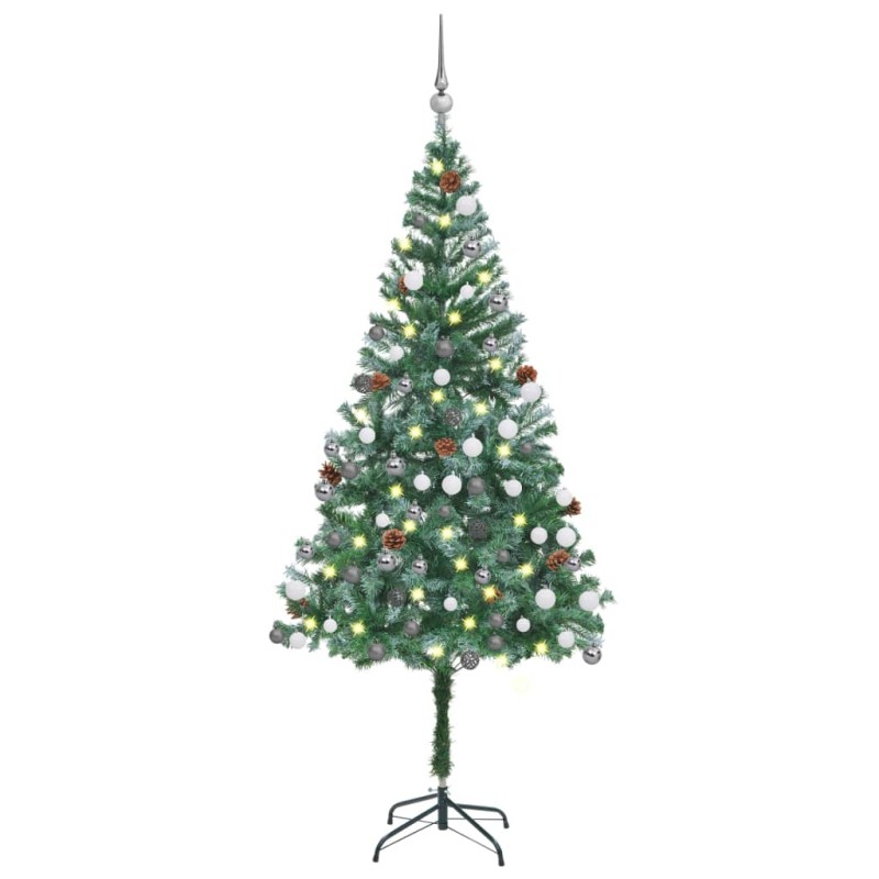 Árvore Natal artificial pré-iluminada c/ bolas e pinhas 180 cm-Árvores de Natal-Home Retail