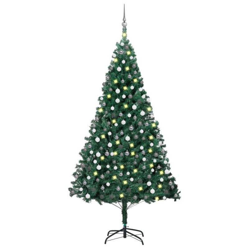 Árvore Natal artificial pré-iluminada c/ bolas 210 cm PVC verde-Árvores de Natal-Home Retail