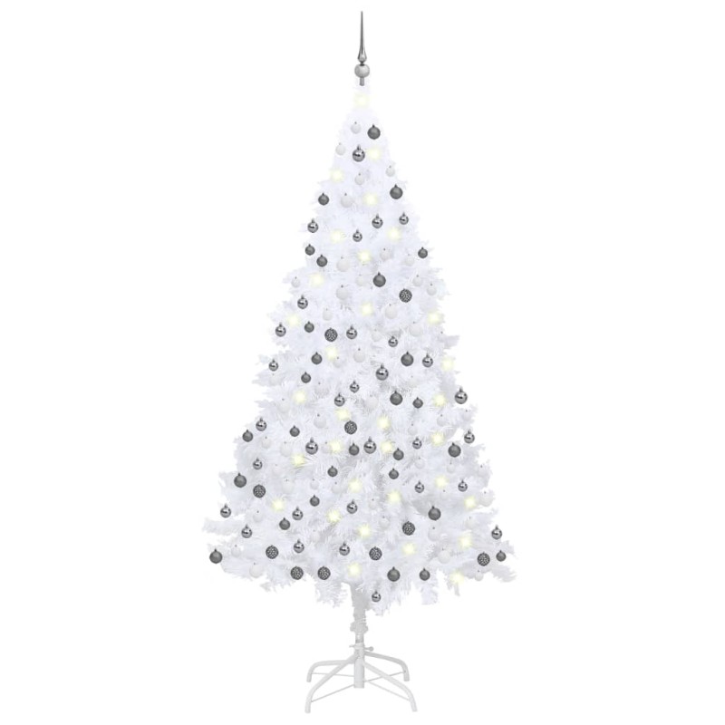 Árvore Natal artificial pré-iluminada c/ bolas PVC branco-Árvores de Natal-Home Retail