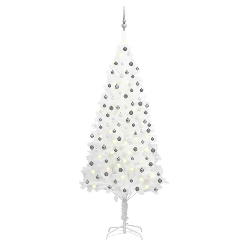 Árvore Natal artificial pré-iluminada c/ bolas 210 cm branco-Árvores de Natal-Home Retail