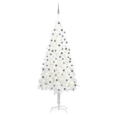 Árvore Natal artificial pré-iluminada c/ bolas 210 cm branco