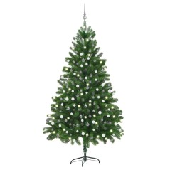 Árvore Natal artificial pré-iluminada c/ bolas 210 cm verde