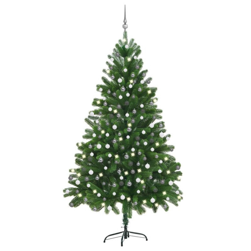 Árvore Natal artificial pré-iluminada c/ bolas 210 cm verde-Árvores de Natal-Home Retail