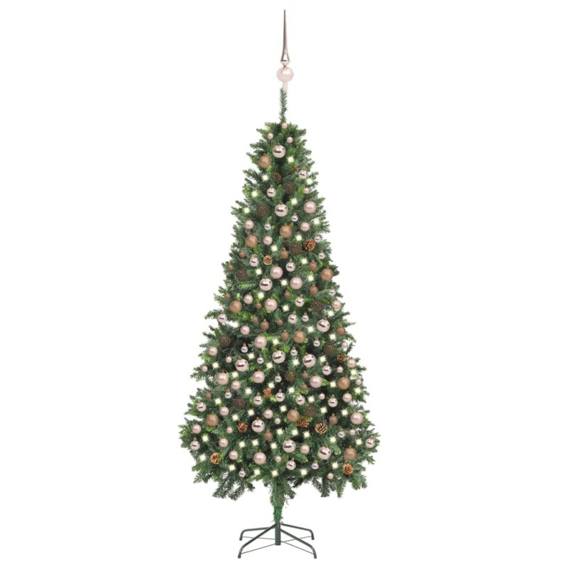 Árvore Natal artificial pré-iluminada c/ bolas e pinhas 210 cm-Árvores de Natal-Home Retail