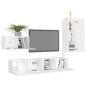 4 pcs conjunto de móveis de TV derivados de madeira branco