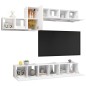 7 pcs conjunto de móveis de TV derivados de madeira branco