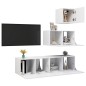 4 pcs conjunto de móveis de TV derivados de madeira branco