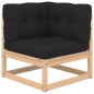 3 pcs conjunto lounge de jardim c/ almofadões pinho maciço