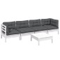 5 pcs conjunto lounge de jardim c/ almofadões pinho maciço