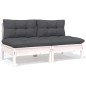 5 pcs conjunto lounge de jardim c/ almofadões pinho maciço