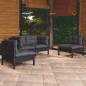 4 pcs conjunto lounge jardim c/ almofadões pinho maciço