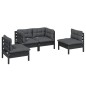 4 pcs conjunto lounge jardim c/ almofadões pinho maciço