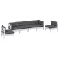 6 pcs conjunto lounge de jardim c/ almofadões pinho maciço