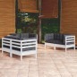 6 pcs conjunto lounge de jardim c/ almofadões pinho maciço