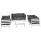 7 pcs conjunto lounge de jardim c/ almofadões pinho maciço