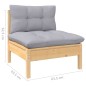 3pcs conjunto lounge de jardim c/ almofadões cinza pinho maciço