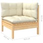 4 pcs conjunto lounge jardim c/ almofadões cor creme pinho