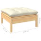 4 pcs conjunto lounge jardim c/ almofadões cor creme pinho