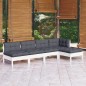 5 pcs conjunto lounge de jardim c/ almofadões pinho branco