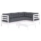 5 pcs conjunto lounge de jardim c/ almofadões pinho branco