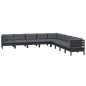 9 pcs conjunto lounge jardim c/ almofadões pinho maciço preto