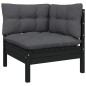 11 pcs conjunto lounge jardim c/ almofadões pinho maciço preto