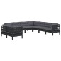 9 pcs conjunto lounge jardim c/ almofadões pinho maciço preto