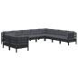 10 pcs conjunto lounge jardim c/ almofadões pinho maciço preto