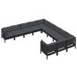 11 pcs conjunto lounge de jardim c/ almofadões pinho preto