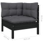 11 pcs conjunto lounge de jardim c/ almofadões pinho preto