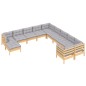 11 pcs conjunto lounge de jardim c/ almofadões cinza pinho