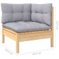 8 pcs conjunto lounge de jardim c/ almofadões cinzentos pinho